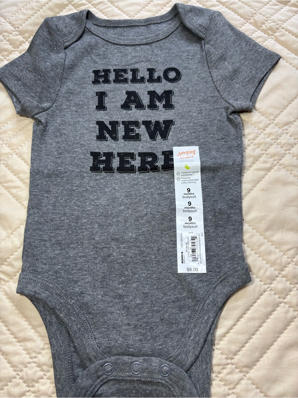 Jumping Beans 9M  "Hello I Am New Here" Bodysuit